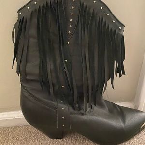 Steve Madden fringe cowboy boots 9.5 leather new